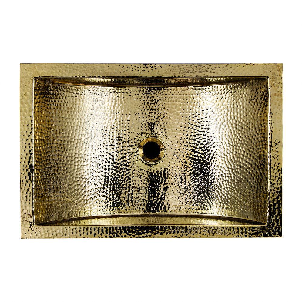 Nantucket Sinks TRB2416-OF TRB2416-OF - 23.5 Inch X 15.5 Inch Hand Hammered Brass Rectangle Undermount Bathroom Sink with Overflow