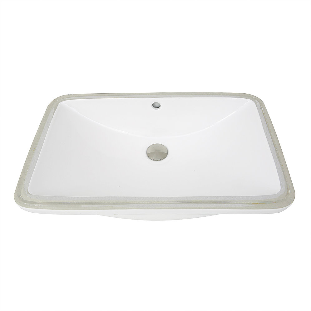 Nantucket Sinks UM-2112-W 23.5 Inch Rectangular Undermount Ceramic Vanity Sink UM-2112-W in White
