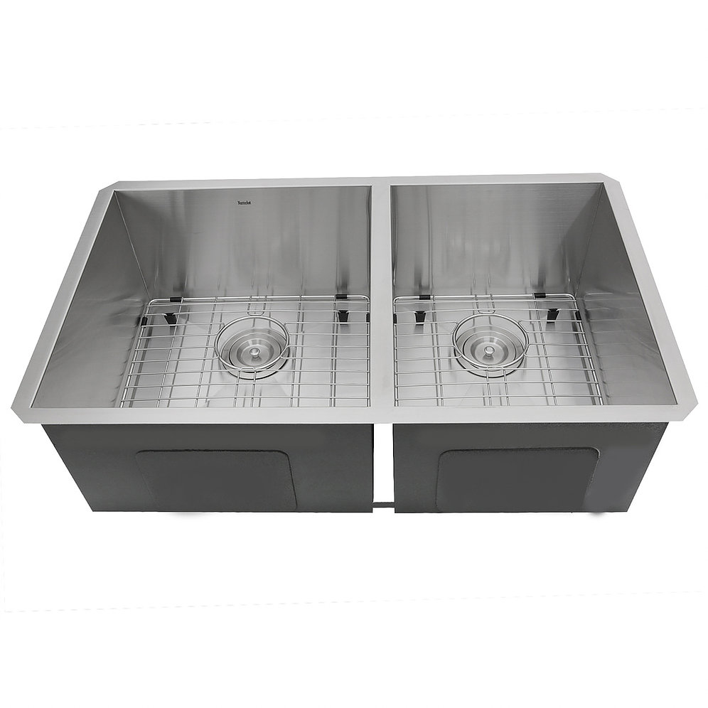 Nantucket Sinks ZR3219-OS-16 ZR3219-OS-16 - 32 Inch Pro Series 60/40 Offset Double bowl Undermount Zero Radius Stainless Steel Kitchen Sink
