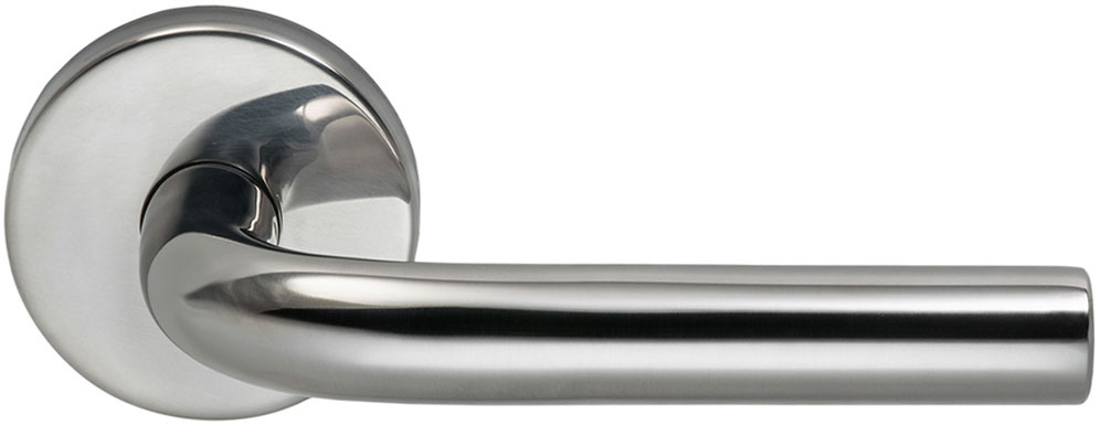 Omnia 11/00.PR32 Stainless Steel Privacy Latchset US32 Door Lever - Polished Stainless Steel - Click Image to Close