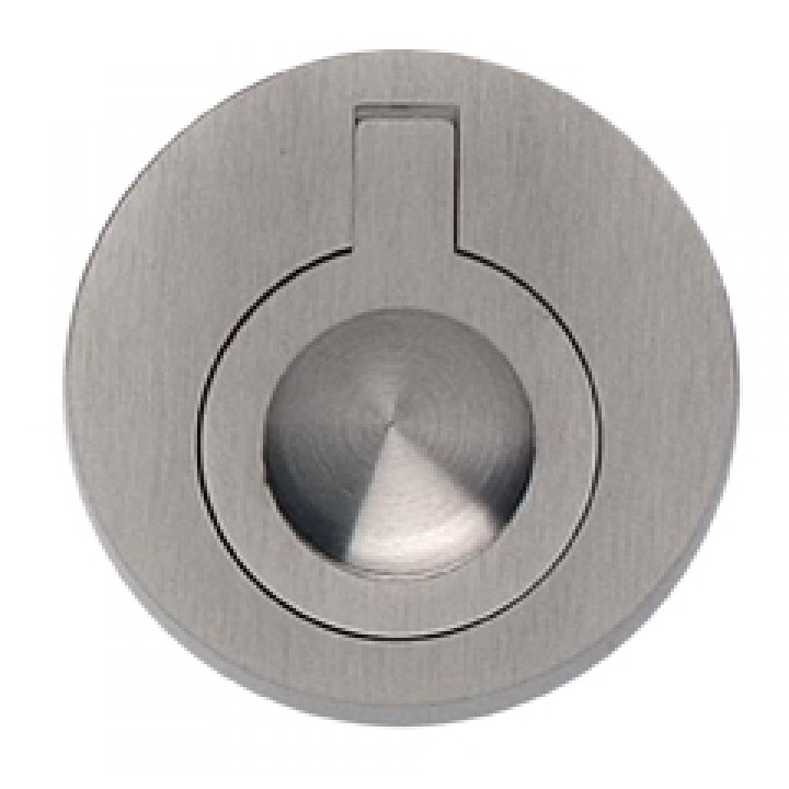 Omnia 9580/50 Drop Ring Flush Pull 2" - Satin Nickel Plated - Click Image to Close