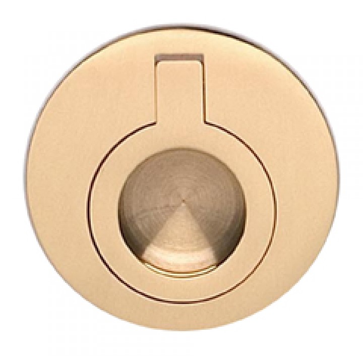 Omnia 9580/50 Drop Ring Flush Pull 2" - Polished Brass