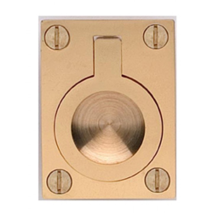 Omnia 9587/50 Drop Ring Flush Pull 2" - Polished Brass - Click Image to Close
