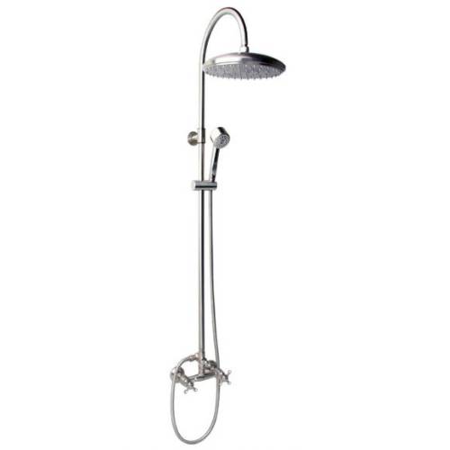 Outdoor Shower CAP-113DDS-12 Collana Cross Handle Valve Hot and Cold Wallmount Shower with Hand Spray and 12" Shower Head - Click Image to Close