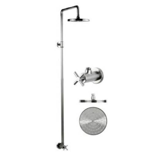 Outdoor Shower CAP-WMC-115AAS Stainless Steel Wall Mounted Shower with 8" Disk Shower Head - Click Image to Close
