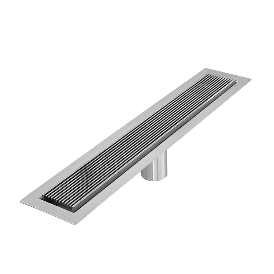 QM Drain 33.700.24F ST Delmar Series. 24" Flange Edge Standard Length Linear Drain. Wedgewire Line. Satin (Prev. 33.700.02 F)