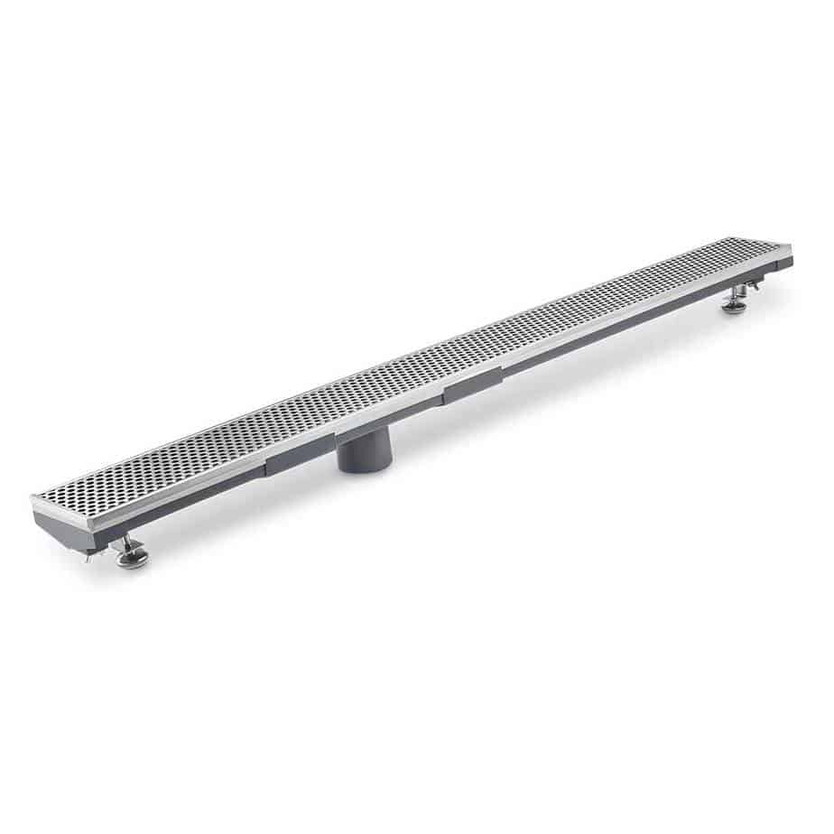 QM Drain 88.620.96HF PS Lagos Series. 96" Adjustable Kit (3" High Flow outlet): Perforated Line. Polished (Prev. 88.620.96 P HF)