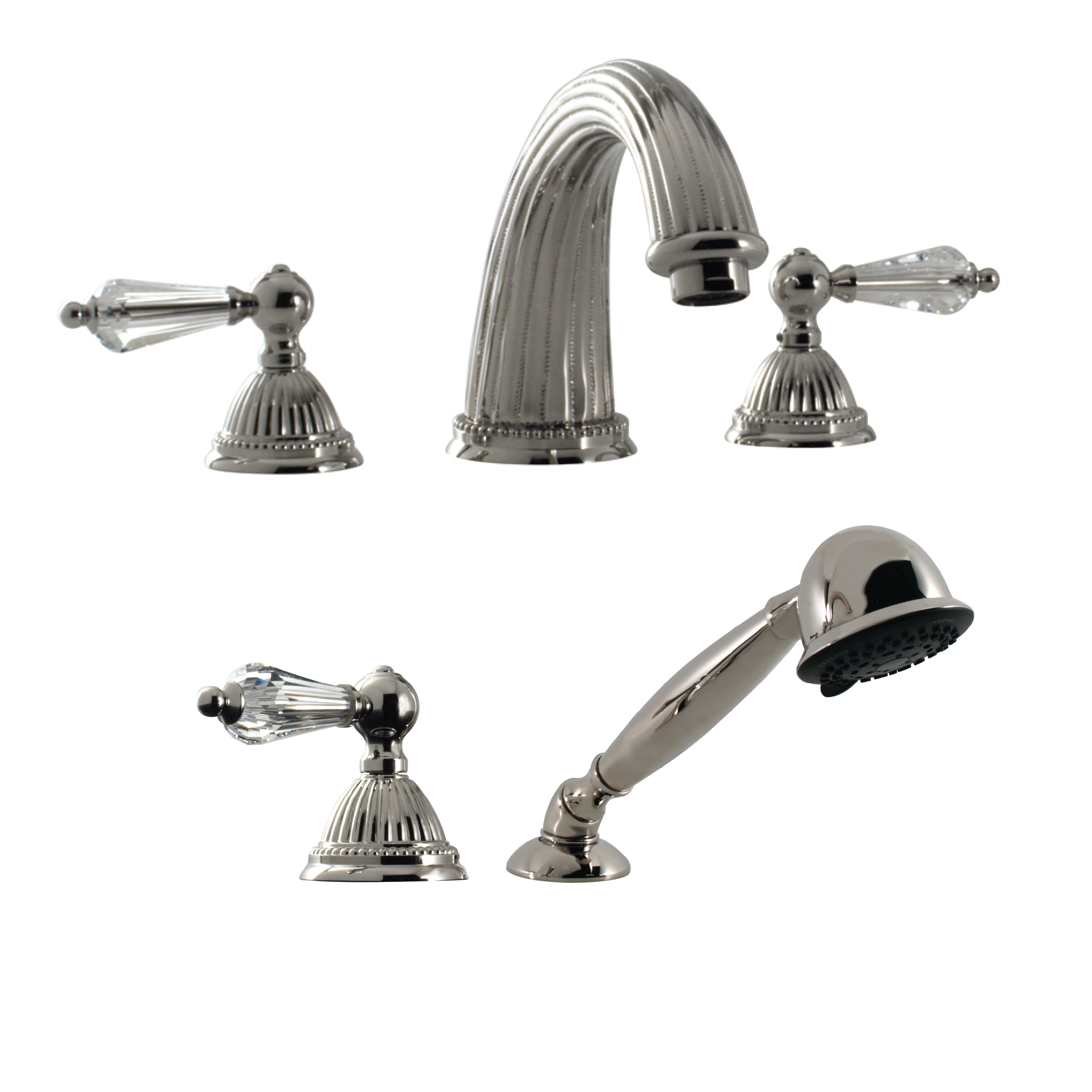 Santec 1155LC10-TM Roman Tub Filler Set with Hand Held Shower with "LC" Handles - Polished Chrome - Click Image to Close