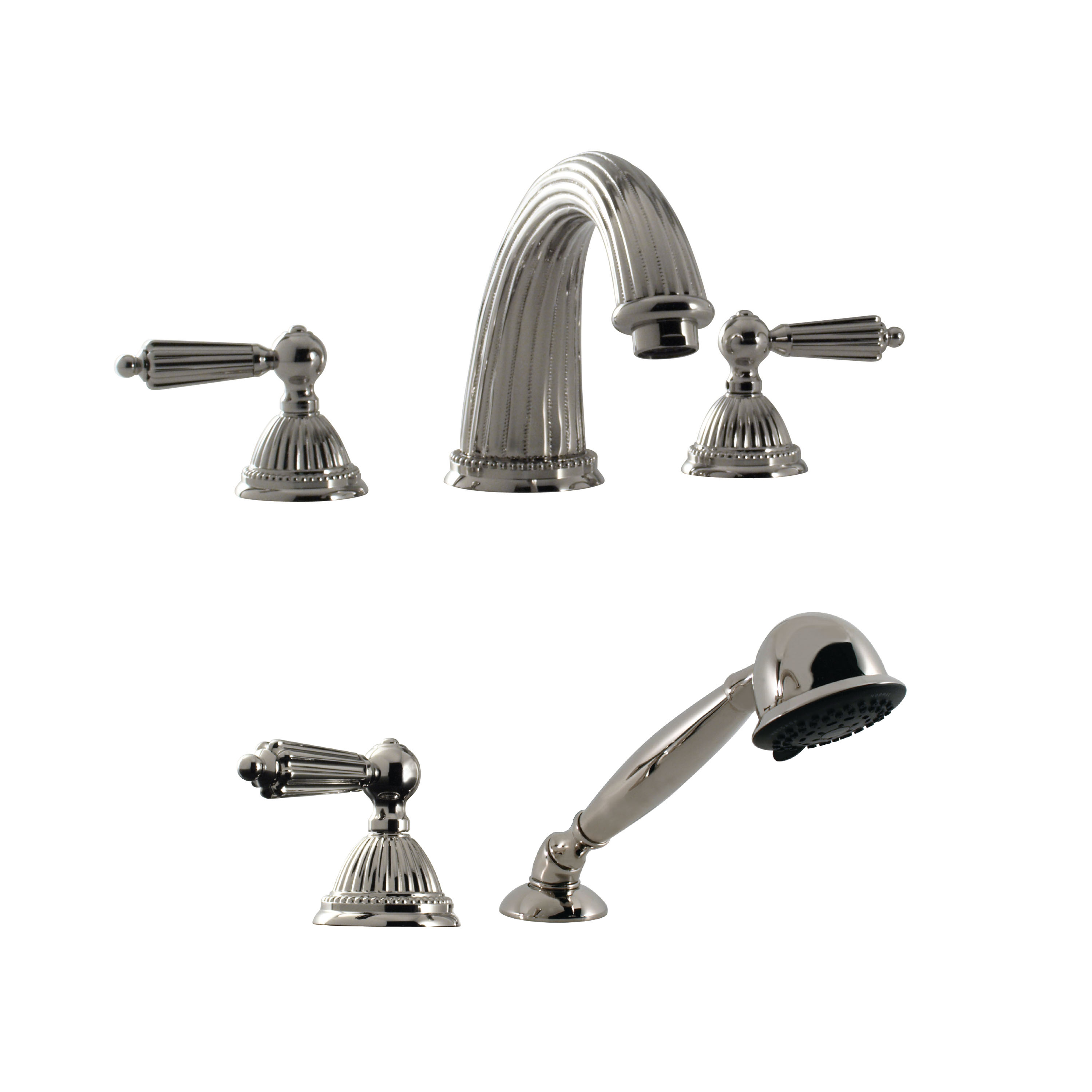 Santec 1155LL10-TM Monarch Roman Tub Filler Set with Hand Held Shower with "LL" Handles - Polished Chrome - Click Image to Close
