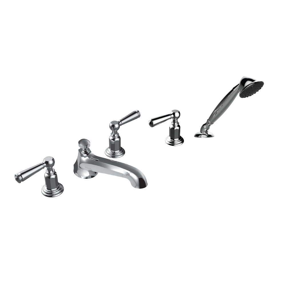 Santec 1855EP10-TM Roman Tub Filler Set with Hand Held Shower with "Ep" Handles - Polished Chrome - Click Image to Close