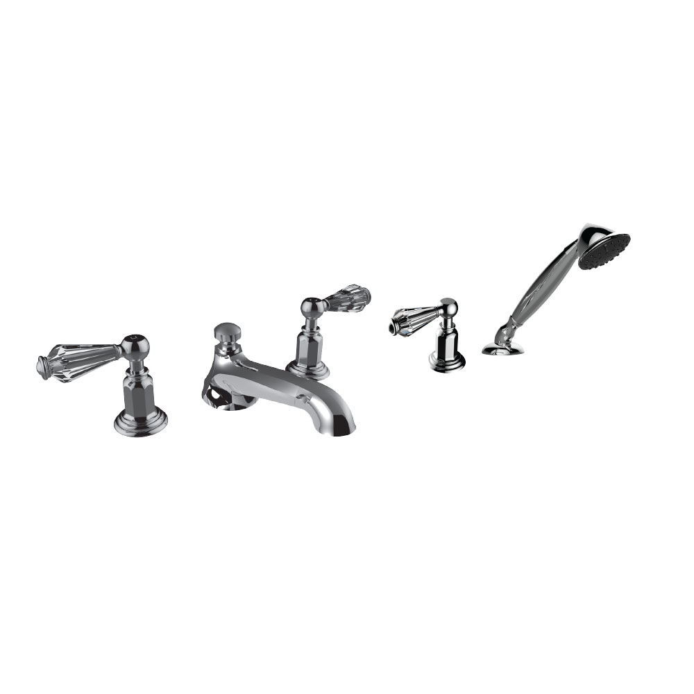 Santec 1855RC10-TM Karlie Crystal Roman Tub Filler Set with Hand Held Shower with "RC" Handles - Polished Chrome - Click Image to Close