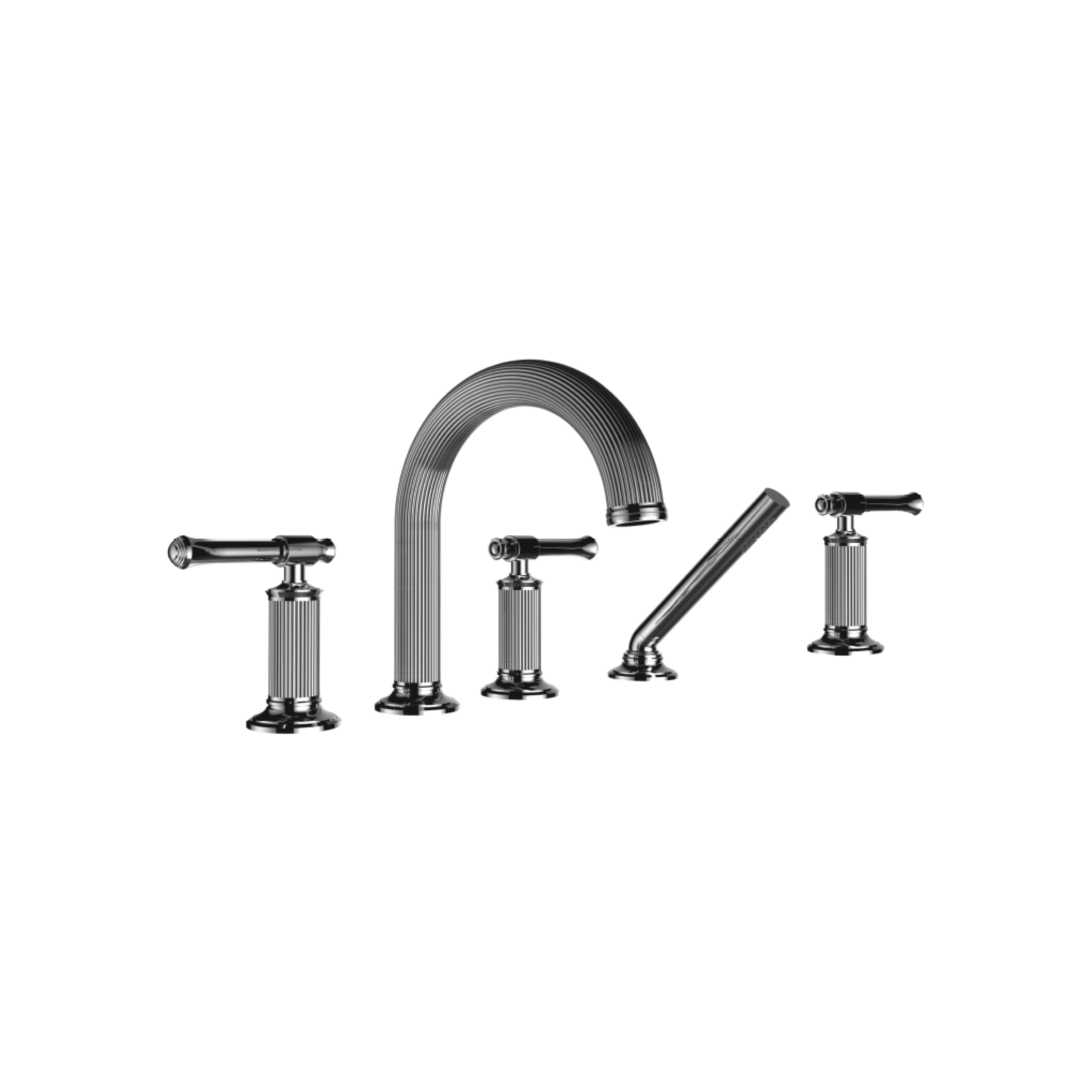 Santec 3455AT10-TM Athena II Roman Tub Filler Trim with AT Handles and Handheld - Polished Chrome - Click Image to Close