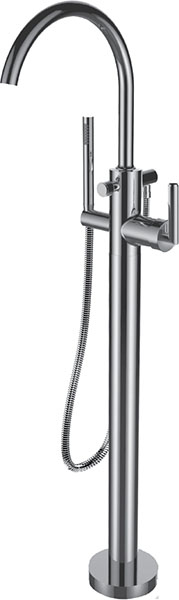 Santec 3594FO10-TM Floor Mount Tub Filler with Fo Handle and Hand Shower - Polished Chrome - Click Image to Close