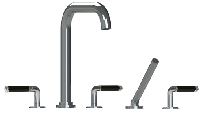 Santec 3955CB10 Circ Roman Tub Filler with CK Handle with Hand Shower - Polished Chrome - Click Image to Close