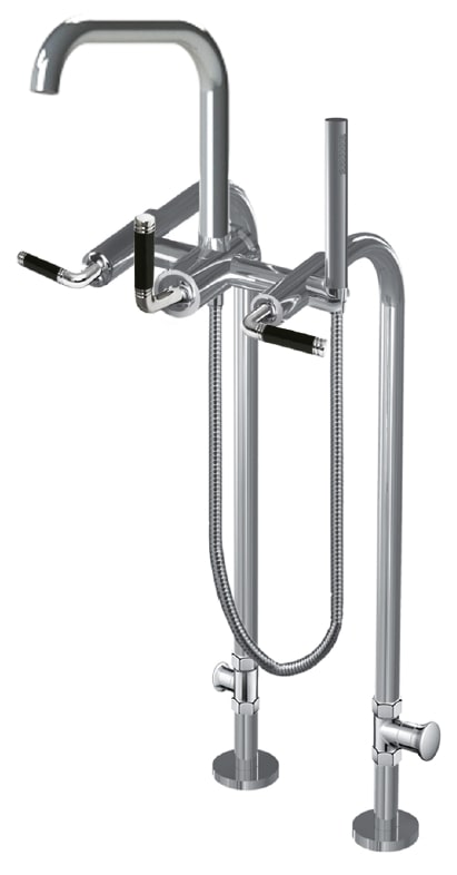 Santec 7053CB10 Circ Floor Mount Tub Filler with CB Handles and Handheld Shower - Valve Included - Polished Chrome - Click Image to Close