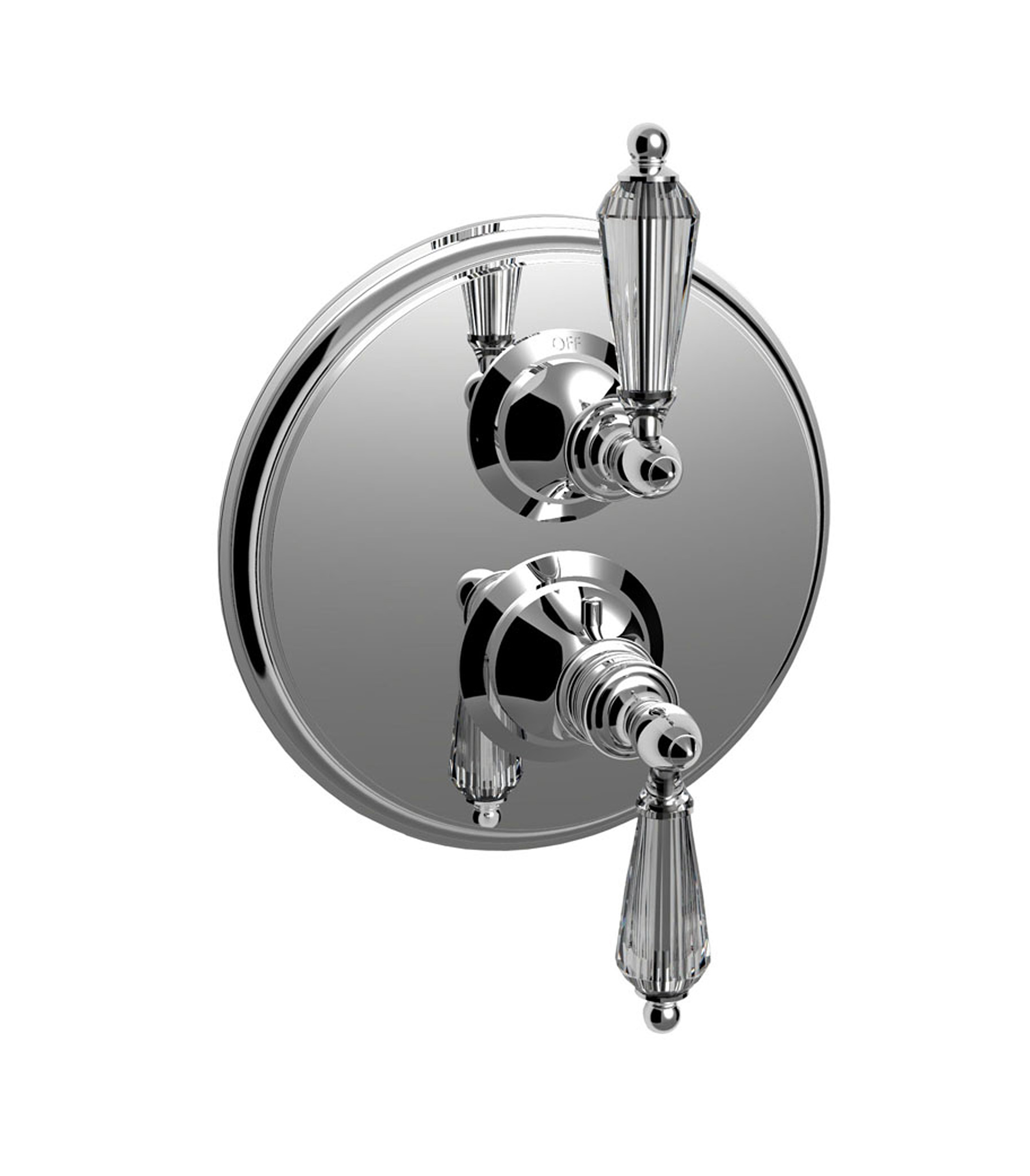Santec 7095YC10-TM Lear Crystal 1/2" Thermostatic Trim with YC Handle and Volume Control - Polished Chrome