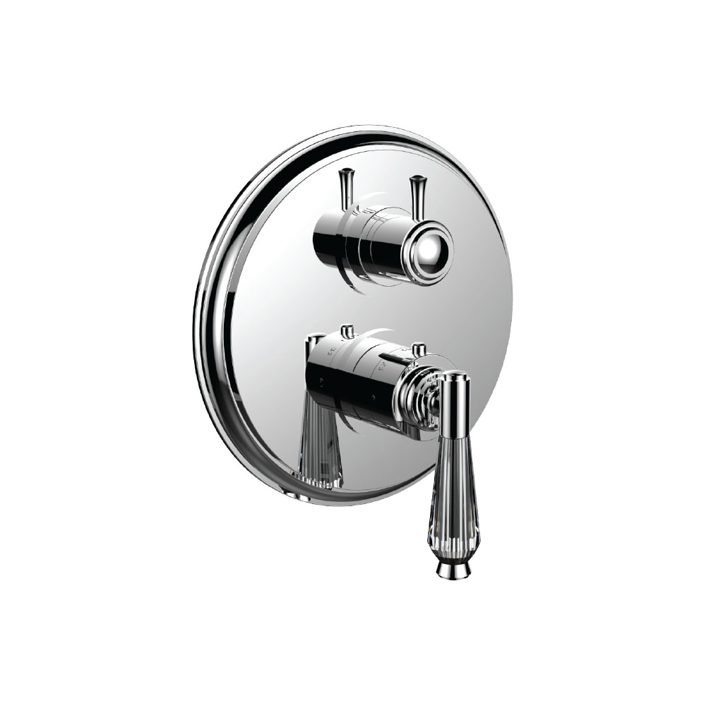 Santec 7096HC10-Tm Alexis Crystal 1/2" Thermostatic Trim with HC Handle and 2-Way Diverter - Polished Chrome