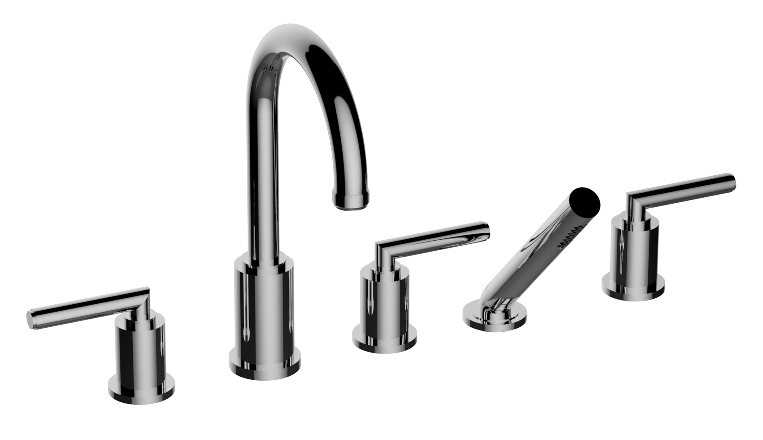 Santec 9455FO10 Roman Tub Filler with Fo Handles & Single Function Hand Shower - Valves Included - Polished Chrome
