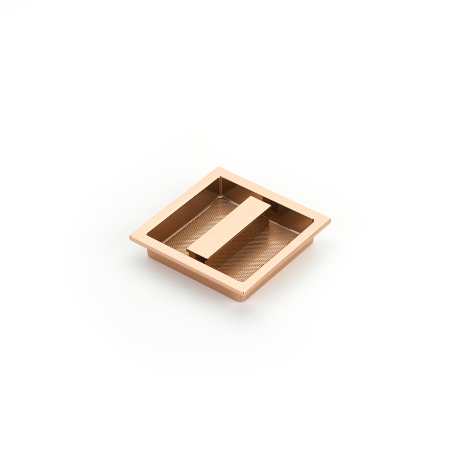Schaub 1207-PRG Recessed Pull, Polished Rose Gold, 3-7/8" x 3-7/8" Overall - Polished Rose Gold