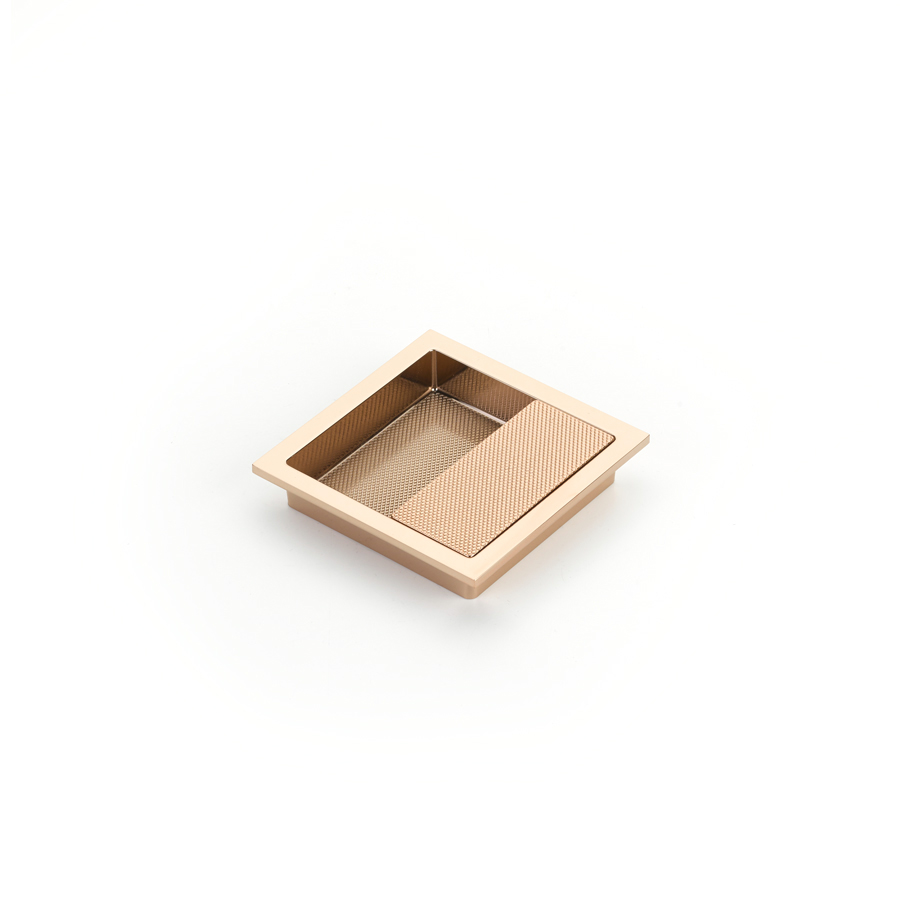 Schaub 1208-PRG Recessed Pull, Polished Rose Gold, 3-7/8" x 3-7/8" Overall - Polished Rose Gold