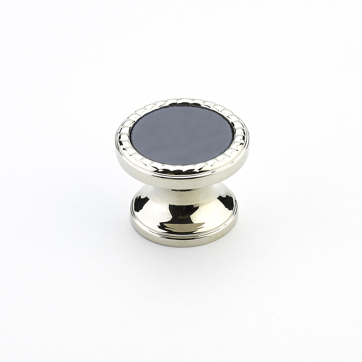 Schaub 20-PN-SG Round Knob, Polished Nickel,Ã‚Â  Slate Grey Glass Inlay, 1-1/4" Dia - Polished Nickel