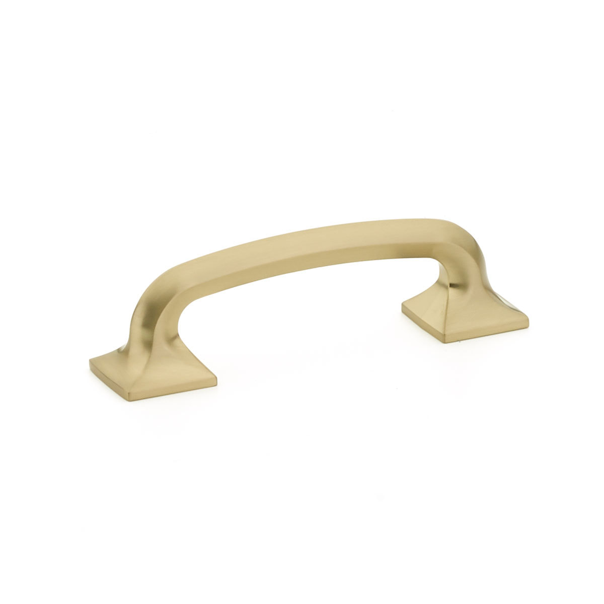 Schaub 205-SSB Pull, Square Bases, Signature Satin Brass, 3-1/2" CC - Signature Satin Brass