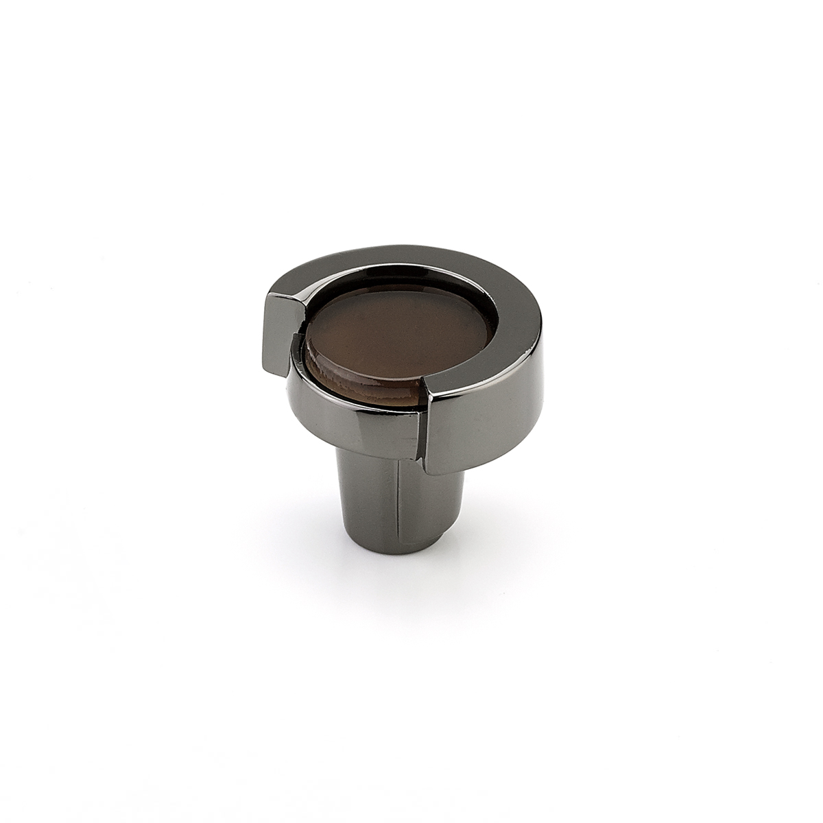 Schaub 25-BN-LB Round Knob, Black Nickel, Light Bronze Glass Inlay, 1-1/4" Dia - Black Nickel