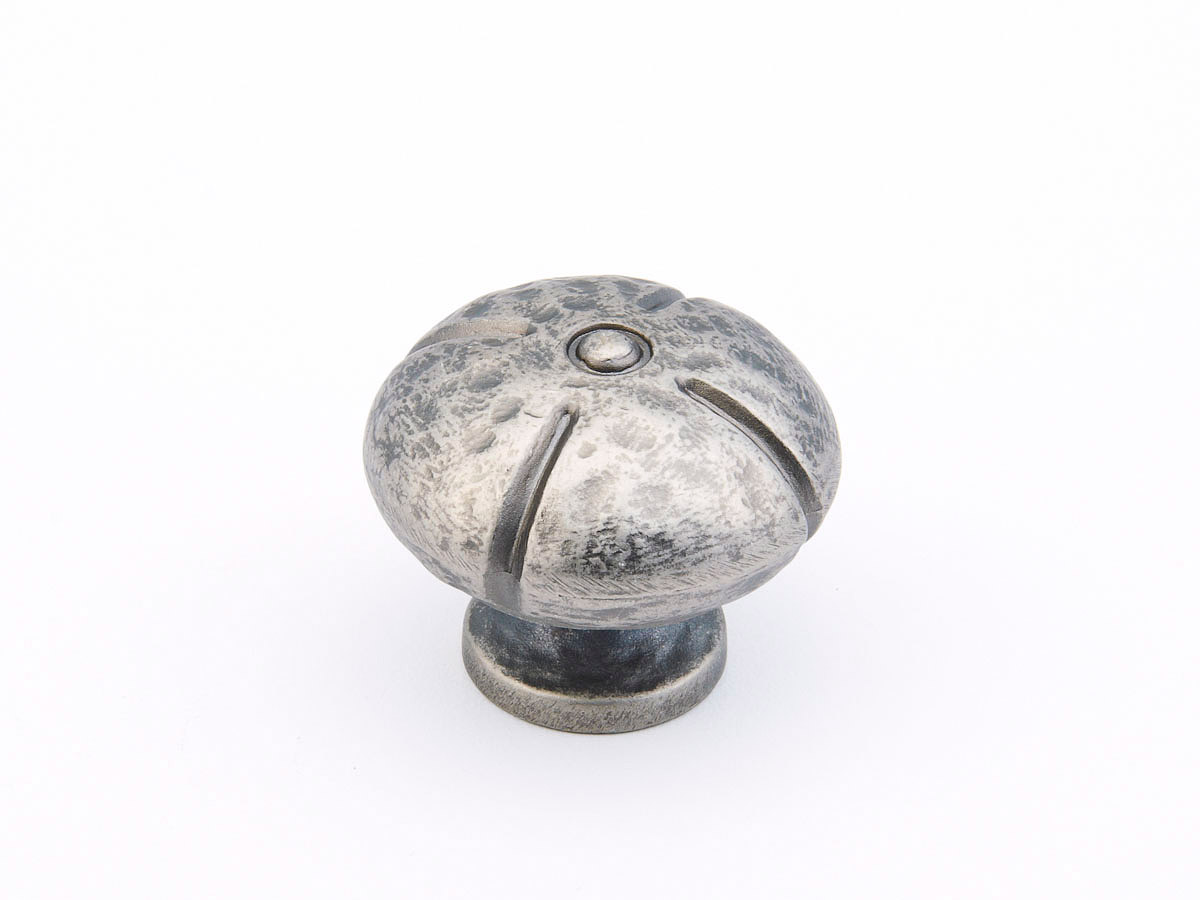 Schaub 250-VN Round Knob, Vibra Nickel, 1-3/8" Dia - Vibra Nickel
