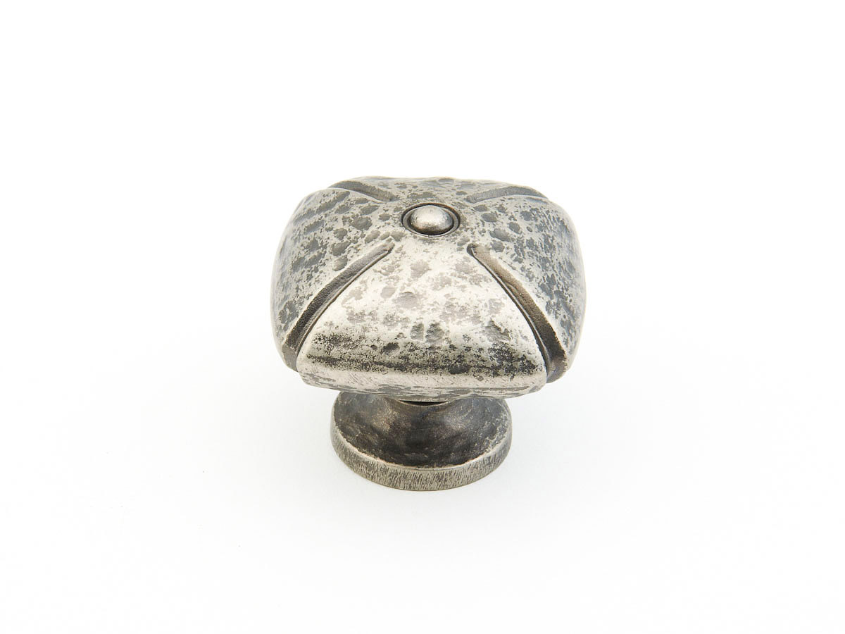 Schaub 251-VN Square Knob, Vibra Nickel, 1-1/2" - Vibra Nickel