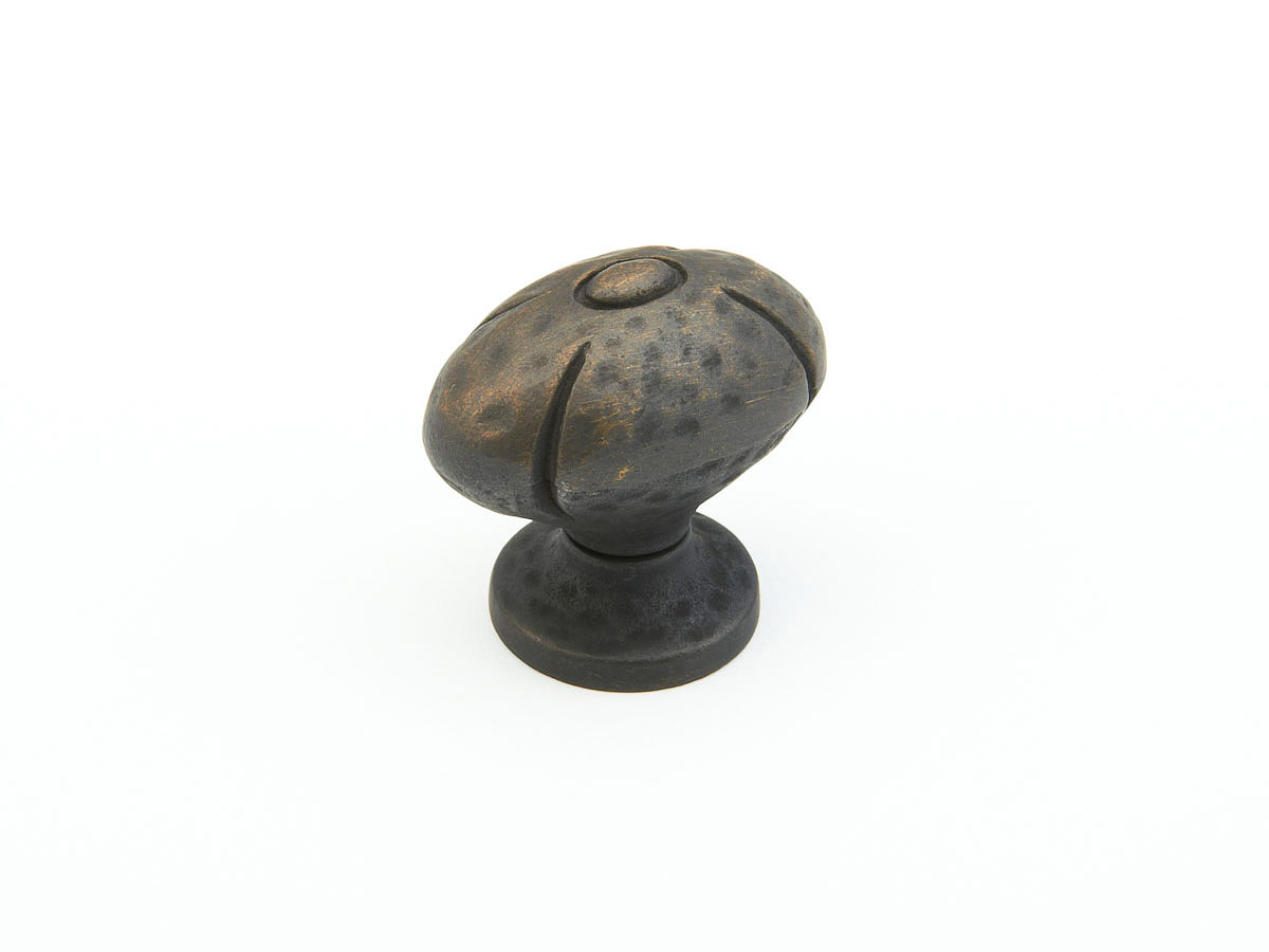 Schaub 252-ABZ Oval Knob, Ancient Bronze, 1-1/4" Dia - Ancient Bronze