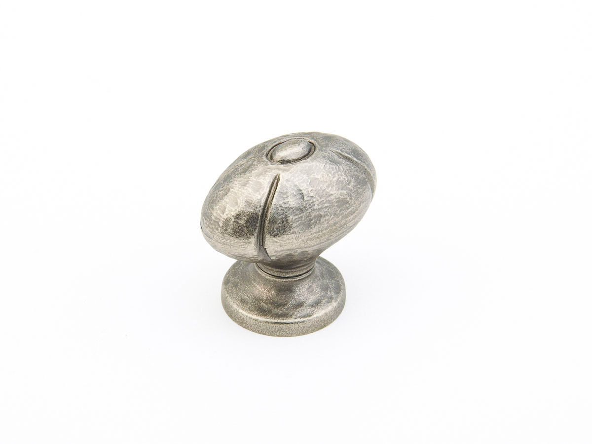 Schaub 252-VN Oval Knob, Vibra Nickel, 1-1/4" Dia - Vibra Nickel