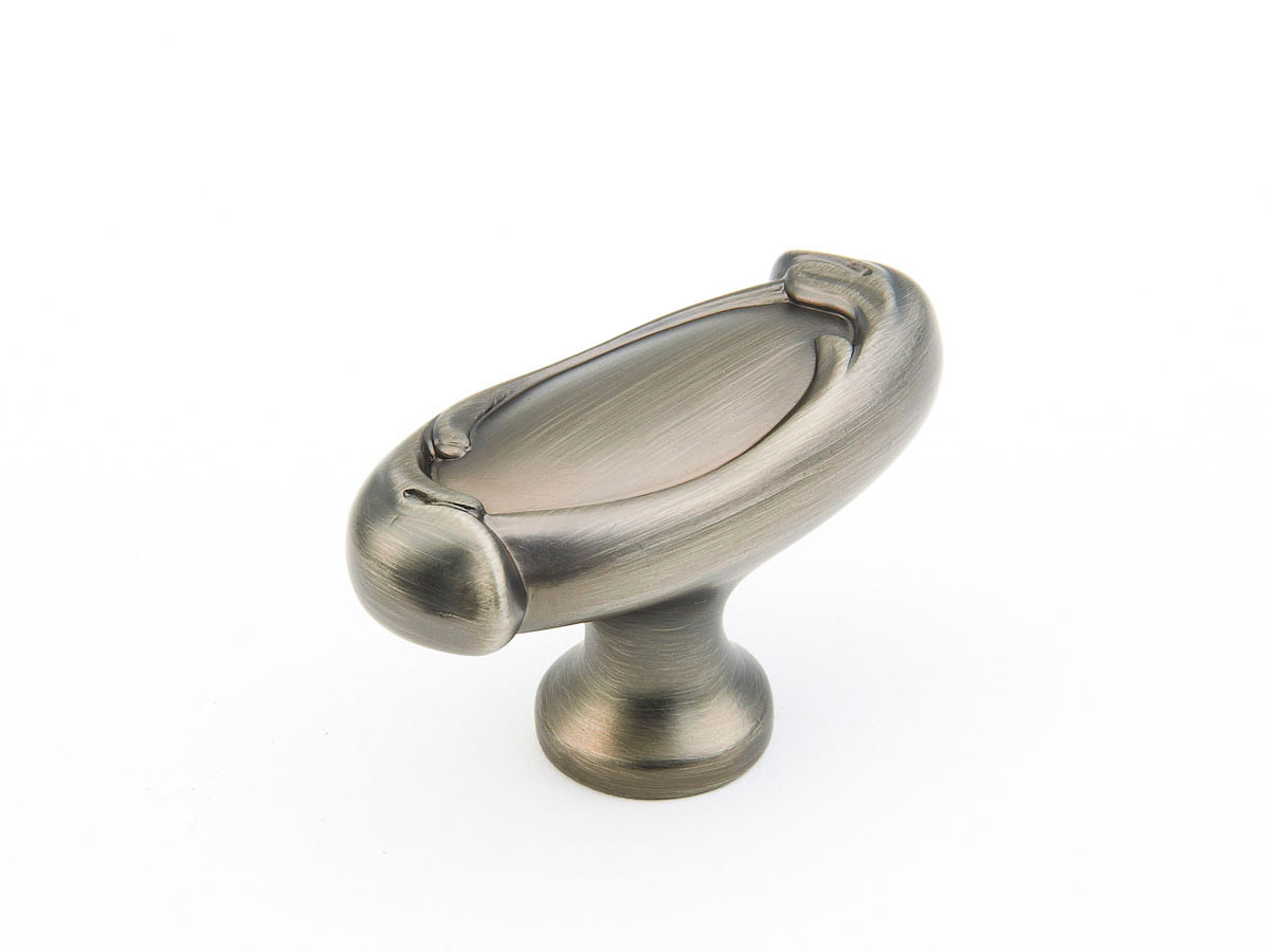 Schaub 261-AN Oval Knob, Antique Nickel, 1-7/8" Dia - Antique Nickel