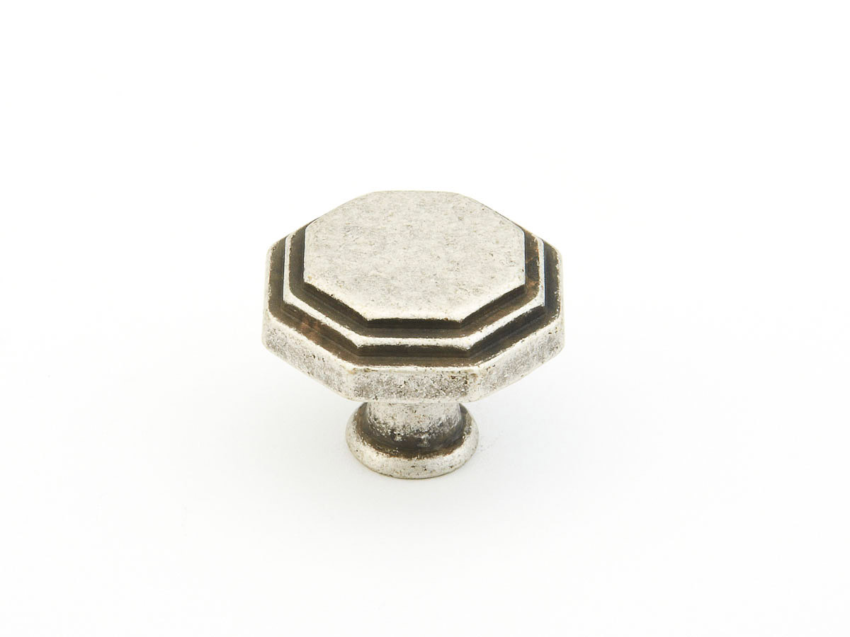 Schaub 283-FS Octagonal Knob, Firenza Silver, 1-1/8" Dia - Firenza Silver