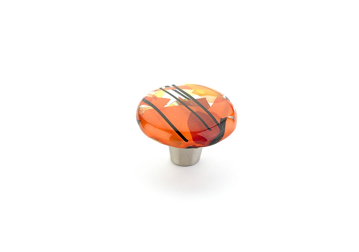 Schaub 31-COO Round Knob, Orange Confetti, 1-1/2" Dia - Stainless Steel