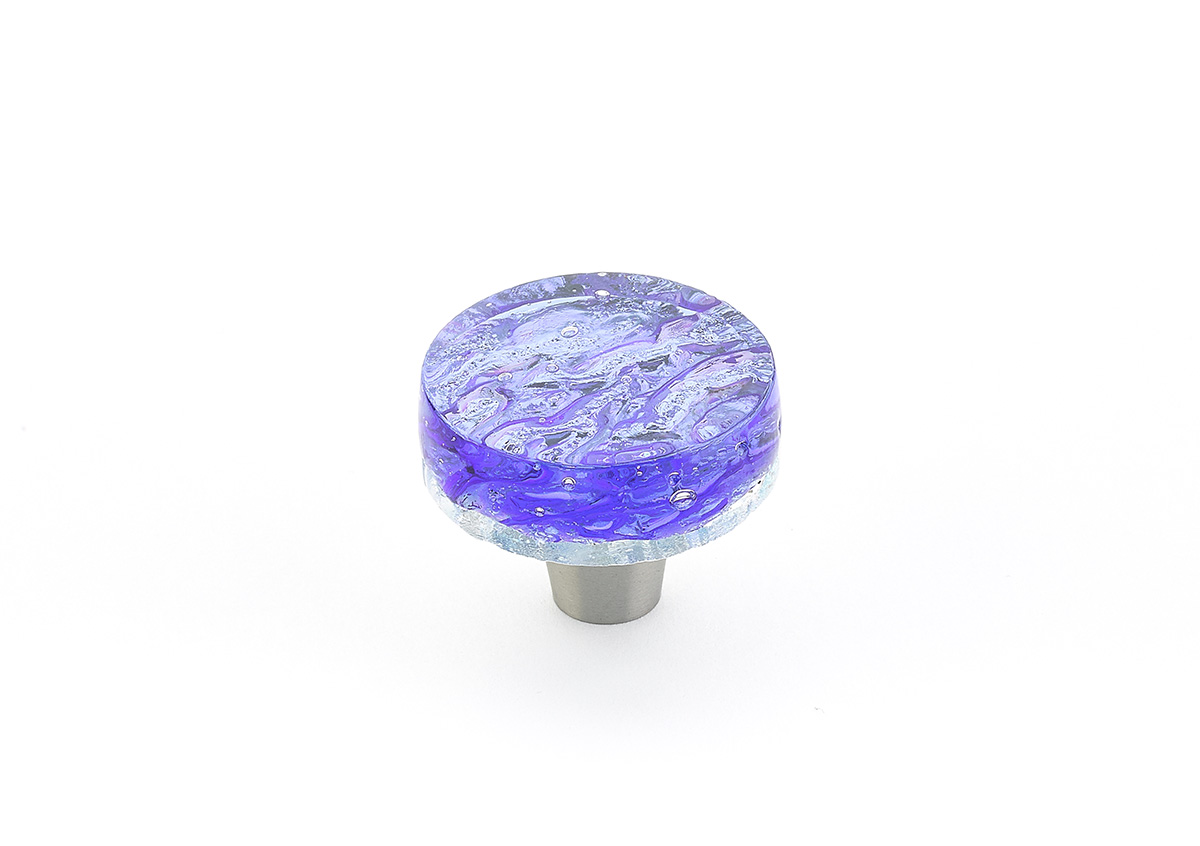 Schaub 31-PBL Round Knob, Blue Pearl, 1-1/2" Dia - Stainless Steel