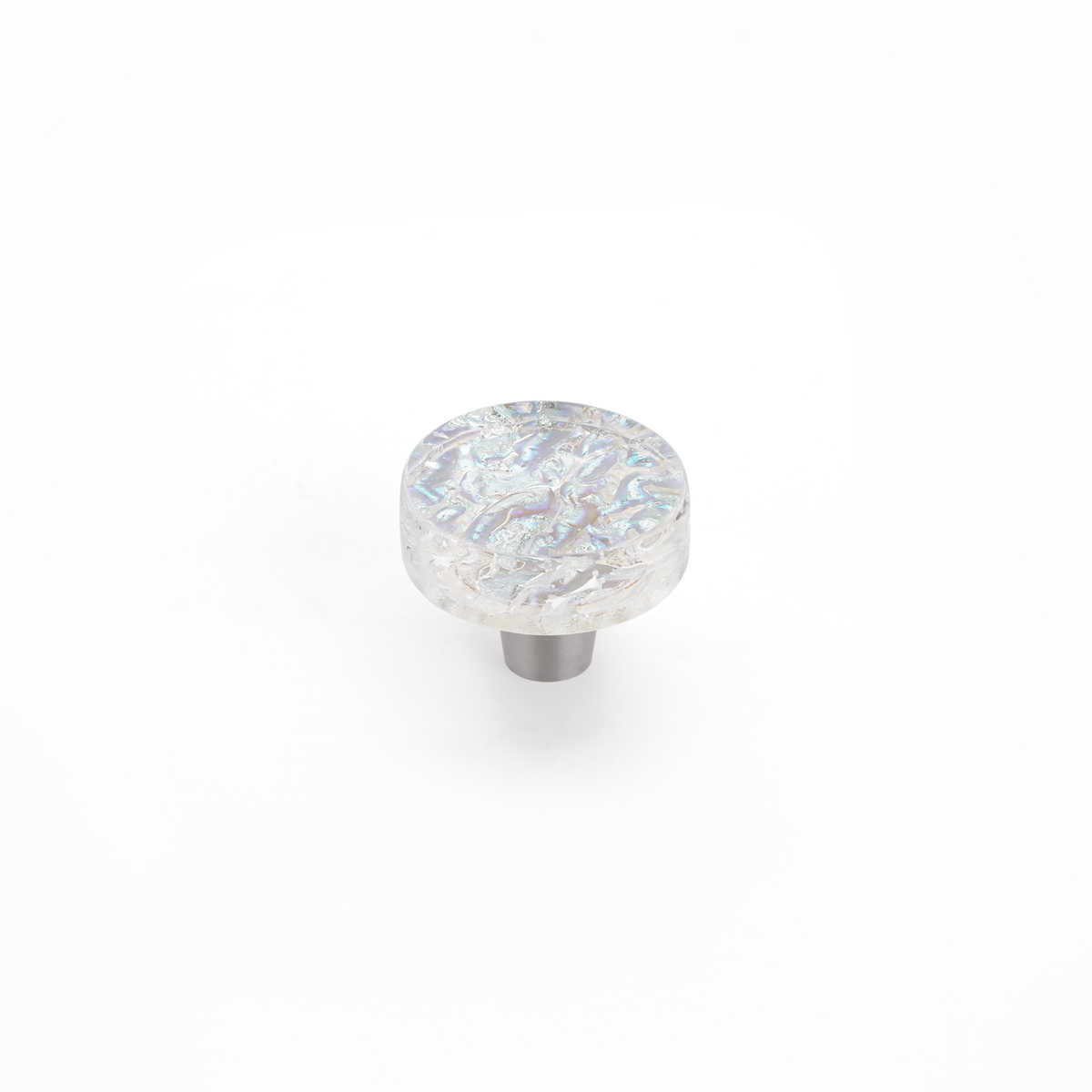 Schaub 31-PCL Round Knob, Clear Pearl, 1-1/2" Dia - Stainless Steel