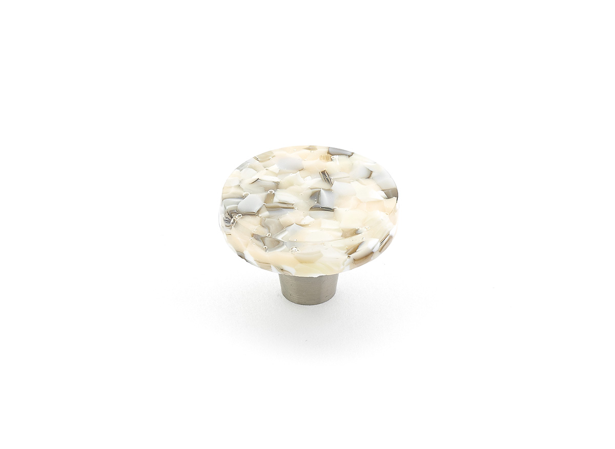 Schaub 31-SBP Round Knob, Sable Pebbles, 1-1/2" Dia - Stainless Steel