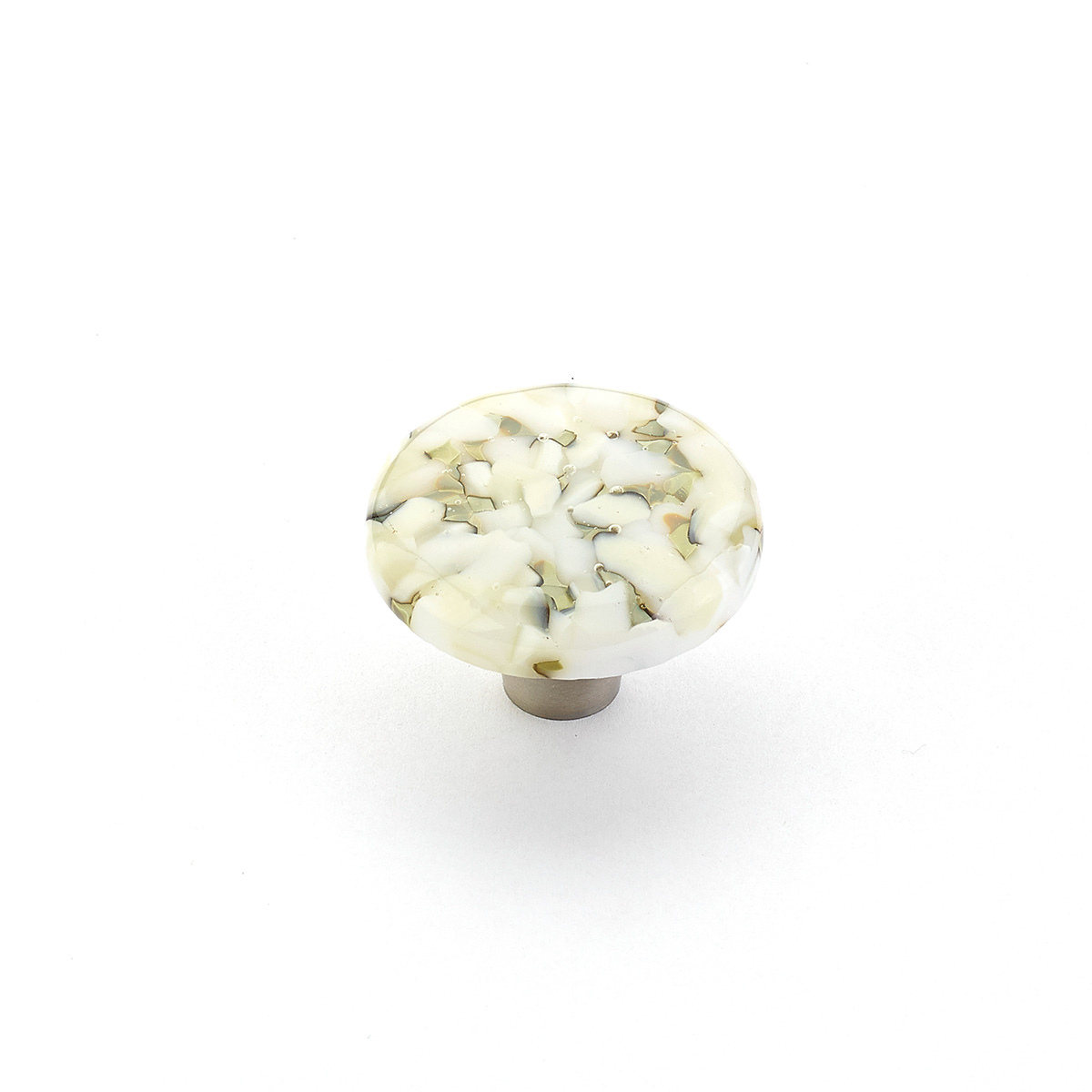 Schaub 31-WLP Round Knob, White Lace Pebbles, 1-1/2" Dia - Stainless Steel