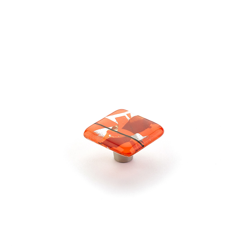 Schaub 34-COO Square Knob, Orange Confetti, 1-1/2" - Stainless Steel