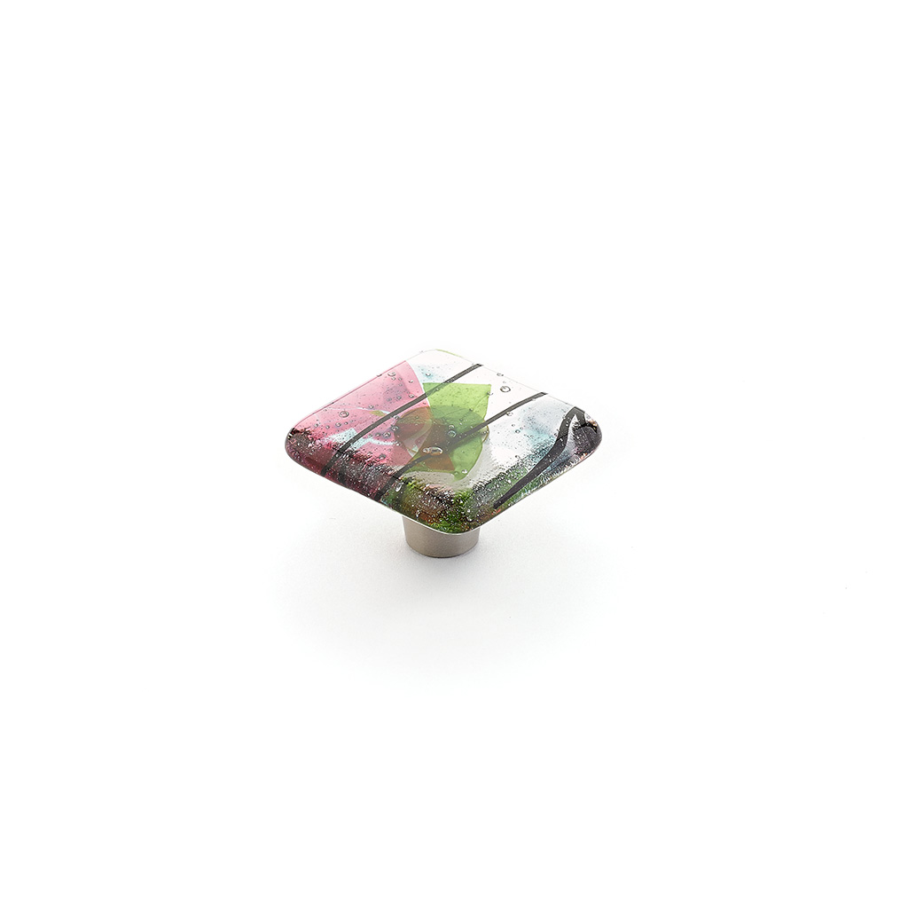 Schaub 34-COT Square Knob, Turquoise Confetti, 1-1/2" - Stainless Steel