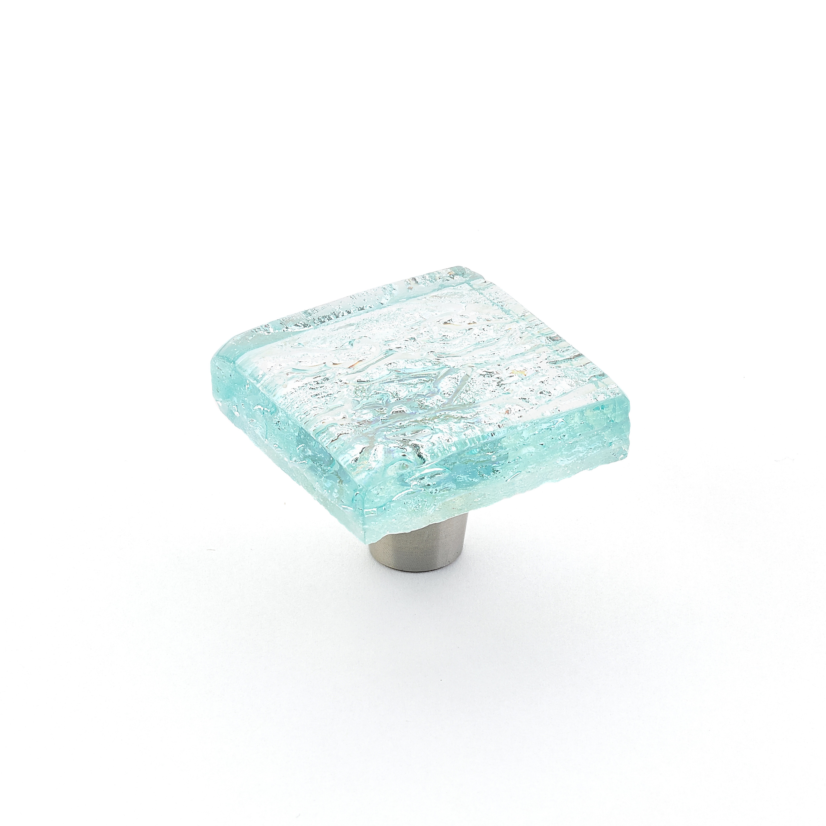 Schaub 34-PAQ Square Knob, Aqua Pearl, 1-1/2" - Stainless Steel
