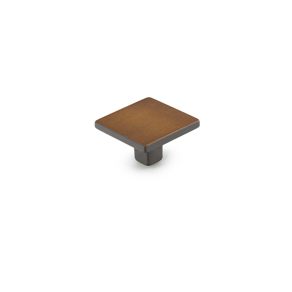 Schaub 360-BRBZ Square Knob, Burnished Bronze, 1-3/8" - Burnished Bronze