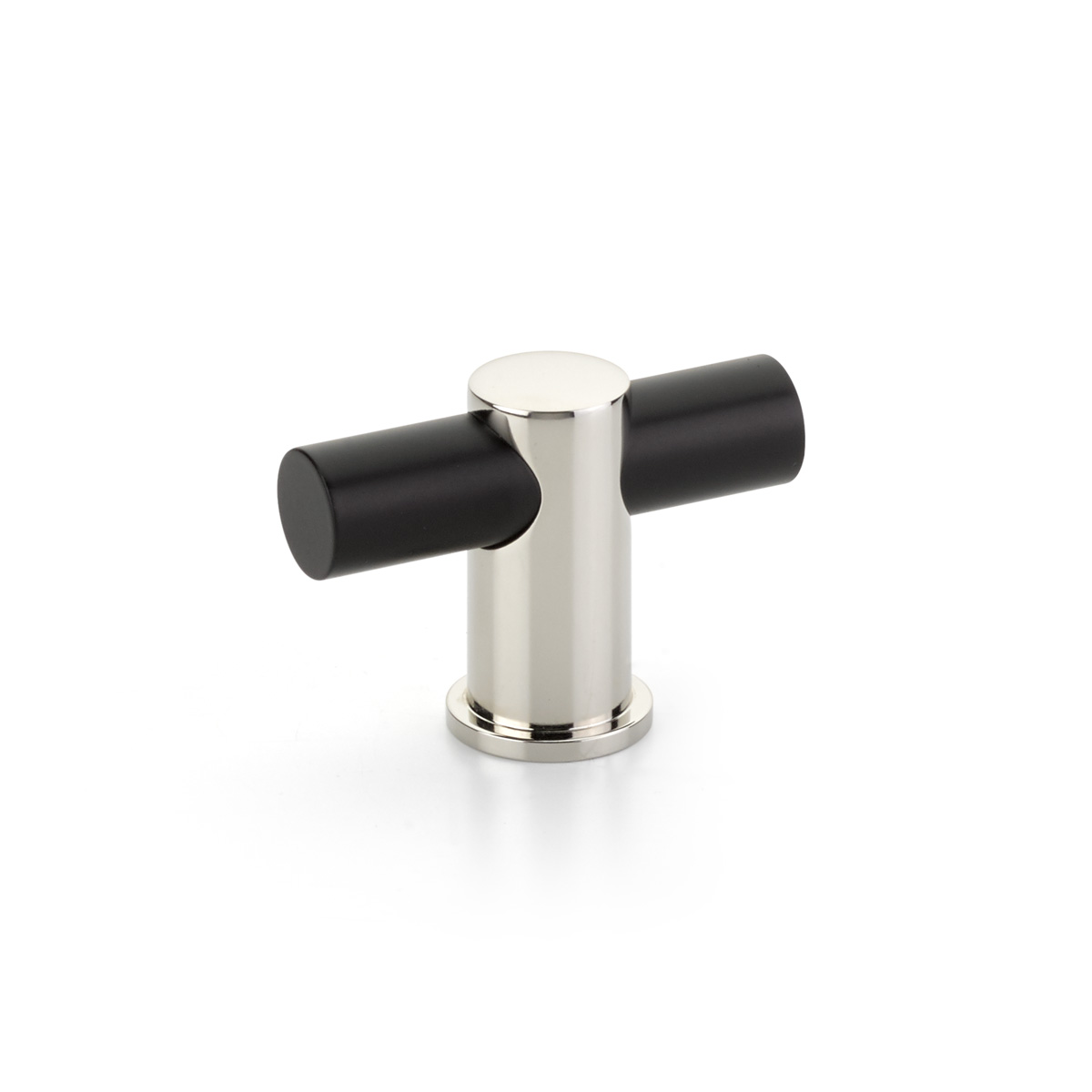 Schaub 421-MB/PN T-Knob, NON-Adjustable, Matte Black bar, Polished Nickel stem, 2" - Matte Black/Polished Nickel