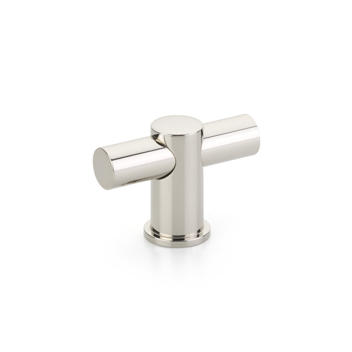 Schaub 421-PN T-Knob, NON-Adjustable, Matte Black bar, Satin Brass stem, 2" - Polished Nickel
