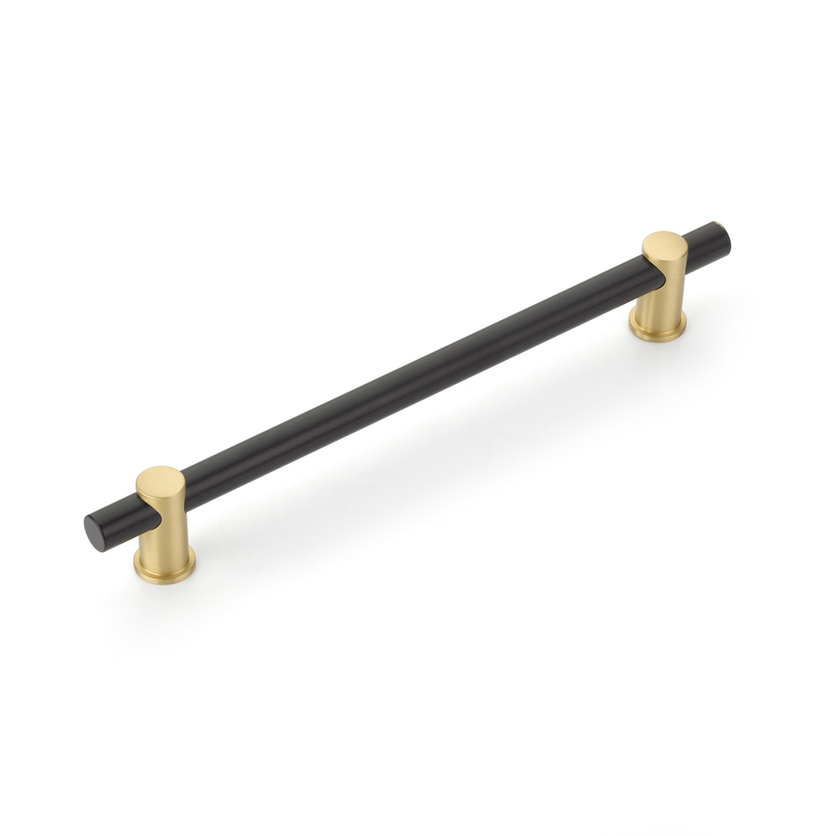 Schaub 428-MB/SB Bar Pull, NON-Adjustable, Matte Black bar/Satin Brass stems, 8" ccÃ‚Â  - Matte Black/Satin Brass