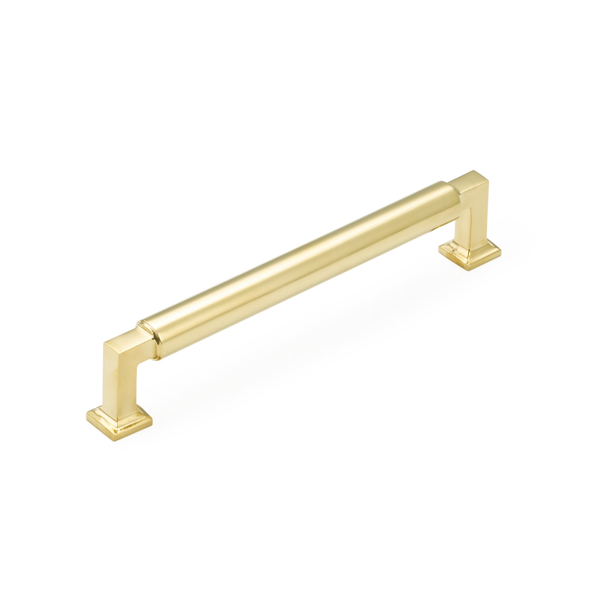 Schaub 476-UNBR Pull, Unlacquered Brass, 6" CC - Unlacquered Brass