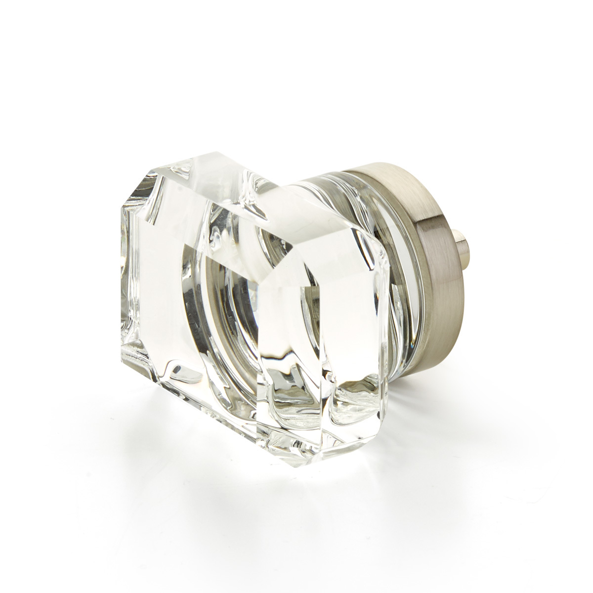 Schaub 52-15 Rectangular Glass Knob,Satin Nickel, 1-3/4" - Satin Nickel