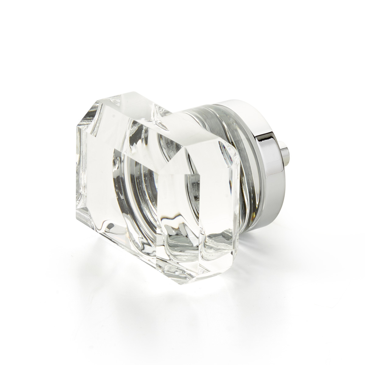 Schaub 52-26 Rectangular Glass Knob, Polished Chrome, 1-3/4" - Polished Chrome