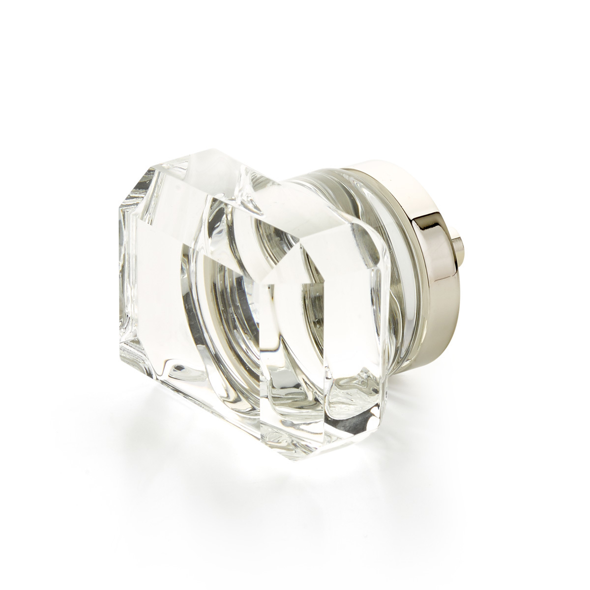 Schaub 52-PN Rectangular Glass Knob, Polished Nickel, 1-3/4" - Polished Nickel