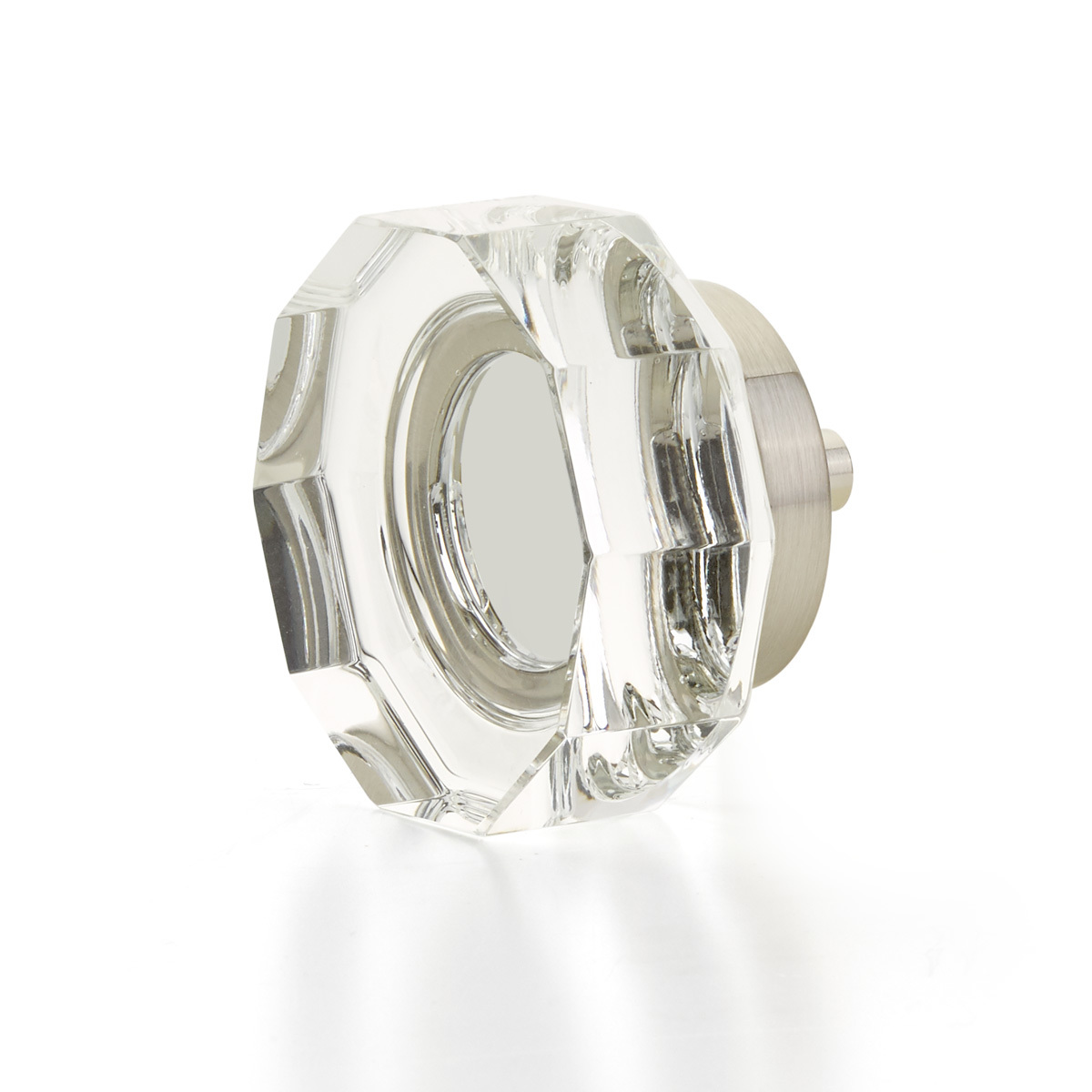 Schaub 53-15 Large Multi-Sided Glass Knob,Satin Nickel, 1-3/4" Dia - Satin Nickel